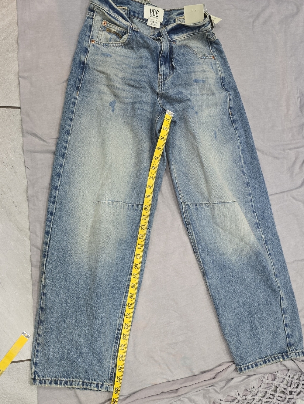 BDG Women Washed Blue Relaxed Jeans  Rip Near Front  Zipper